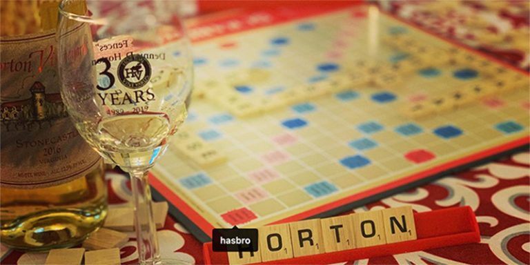 Horton Vineyards Scrabble and glass